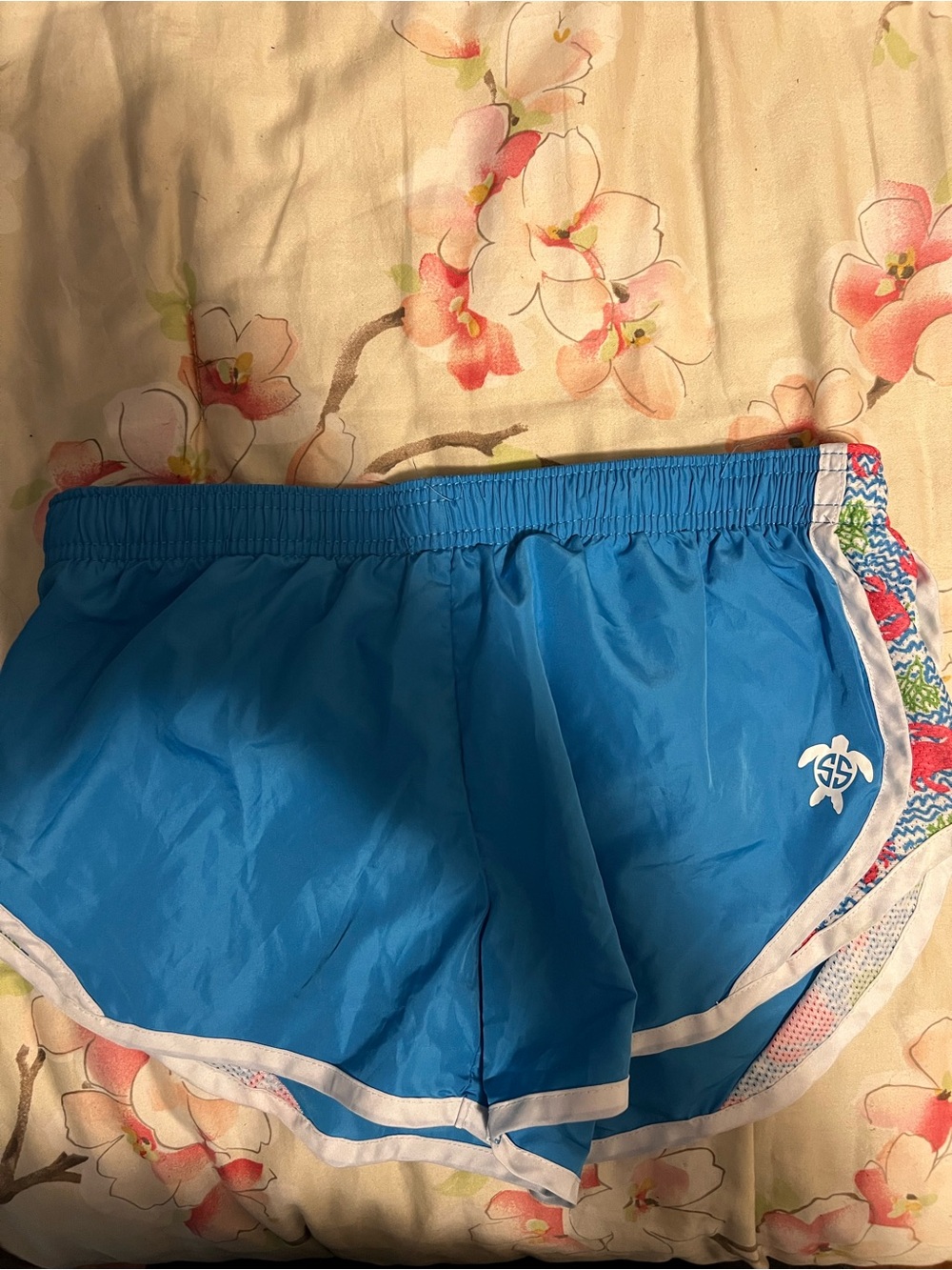 Women's Simply Southern Naples Coral Shorts Size Small Blue Pink